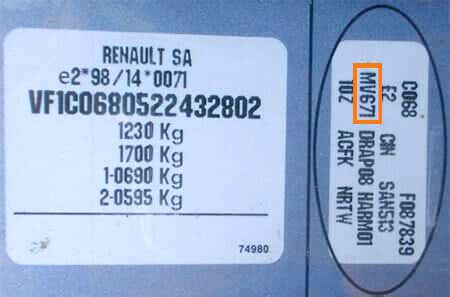 farbcode renault megane.